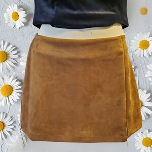 Love Tree Faux Suede Skort Brown Mini Skirt Shorts Size M / L NWT